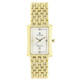 Titan Men's Watch Analog White Dial with Gold Stainless Steel Band, 1927YM04